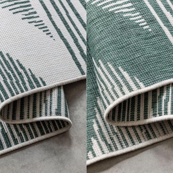 Hanse Home Reversible Indoor & Outdoor Green Rug – Rhombus Design