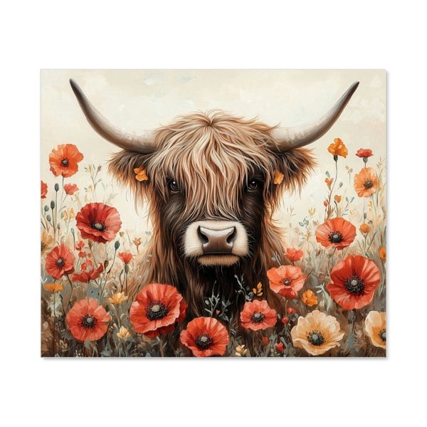 Warren Reed - Designer Highland Cow And Summer Flowers Kitchen Splashback