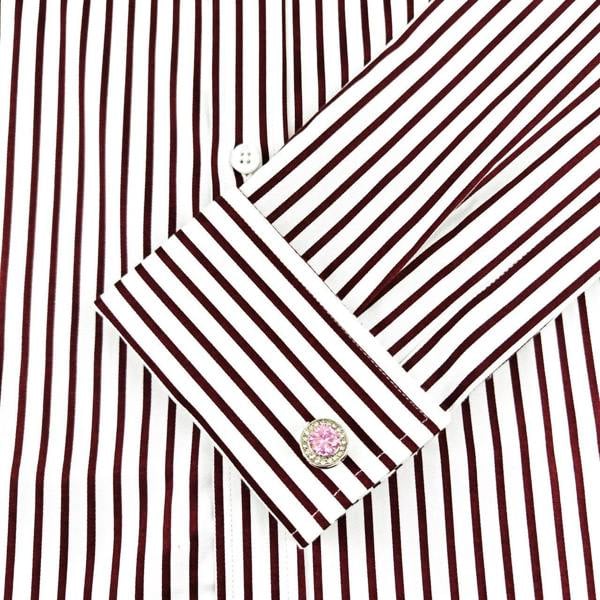 Pamoni Men's Slim Fit Red & White Striped Shirt