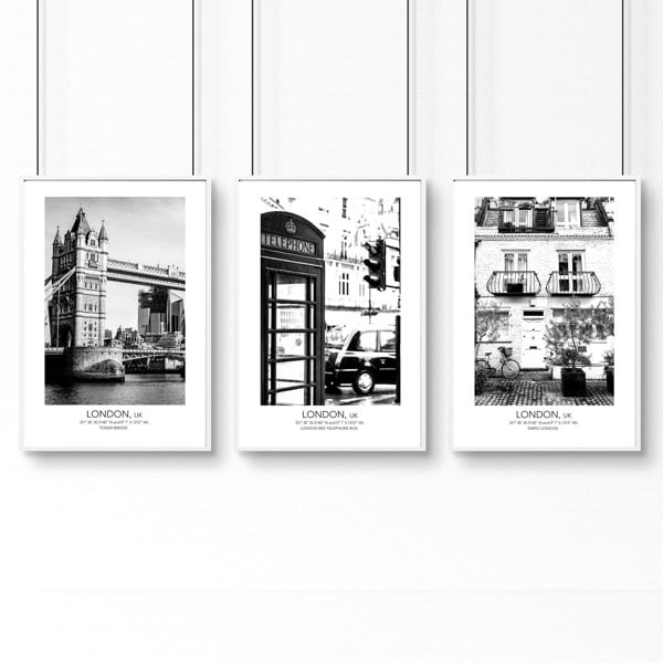 Prints of London | set of 3 wall art prints for living room