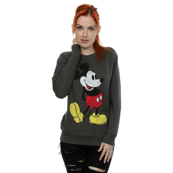 Disney Womens Mickey Mouse Classic Kick Sweatshirt - Light Graphite