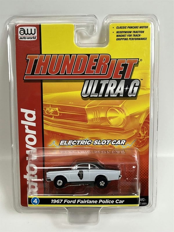 Auto World Slot Cars 1967 Ford Fairlane Police Car Thunderjet Ultra G HO Slot Car SC367-4