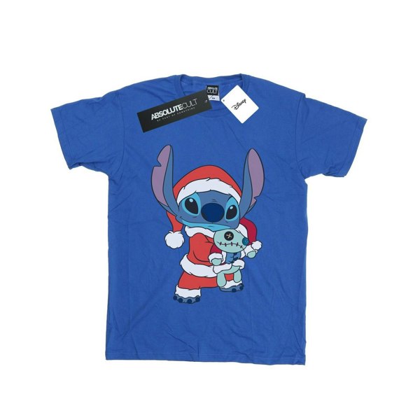 Disney Womens/Ladies Lilo And Stitch Stitch Christmas Cotton Boyfriend T-Shirt - Royal Blue