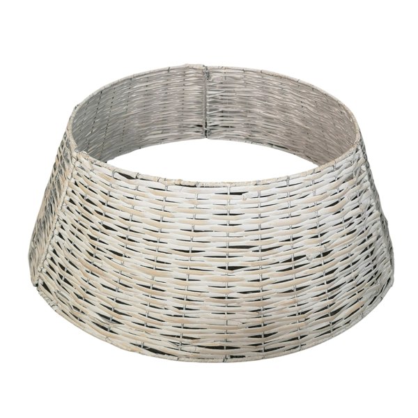 Samuel Alexander 40/58cm Samuel Alexander KD Willow Christmas Tree Skirt Wicker Rattan- Medium White Wash