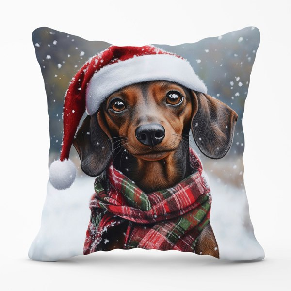 Warren Reed Christmas Dachschund Cushion