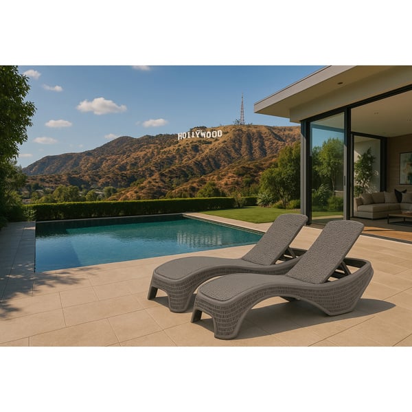 Centurion Supports MALDIVES Warm Grey Outdoor High-End PU Rattan Adjustable Sun Lounger-Fully Assembled