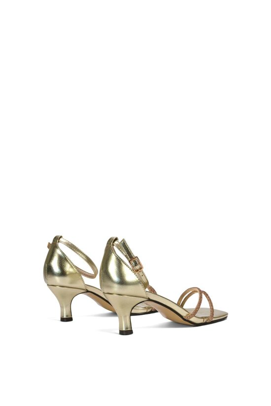 XY LONDON Diamante Kitten Heel Ankle Strap Sandals