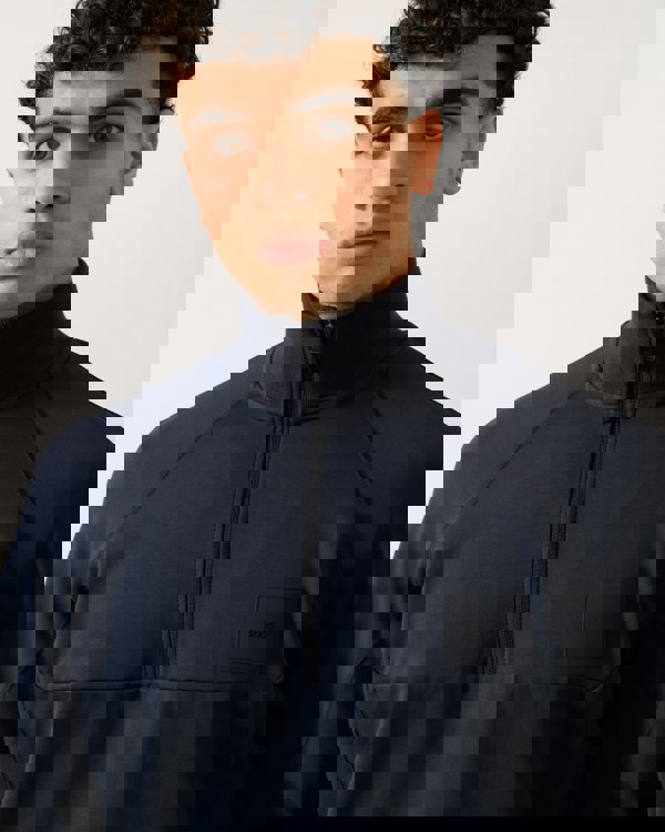 BOSS Green Sweat Rib Mens Half Zip Sweatshirt - Dark Blue 402 - CHO - Designer Mens Sweatshirts