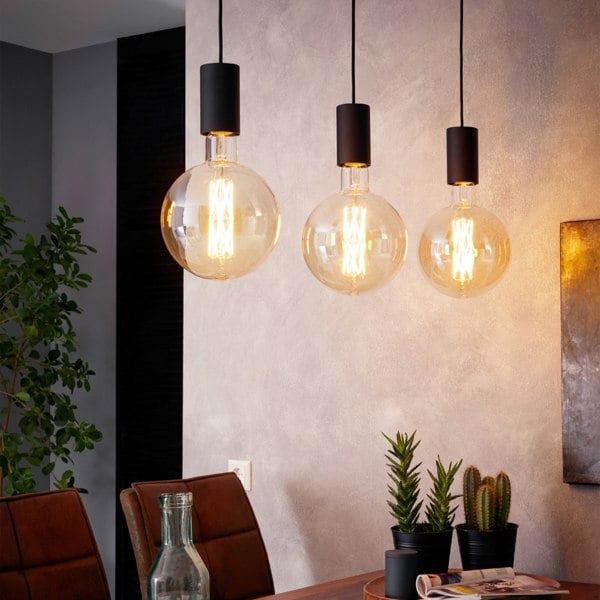 EGLO Pozueta Linear Pendant Light Black