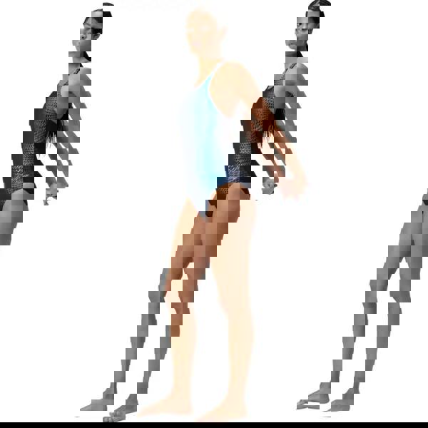 Blue snakeskin Speedo digital placement medalist swimsuit with metallic accents