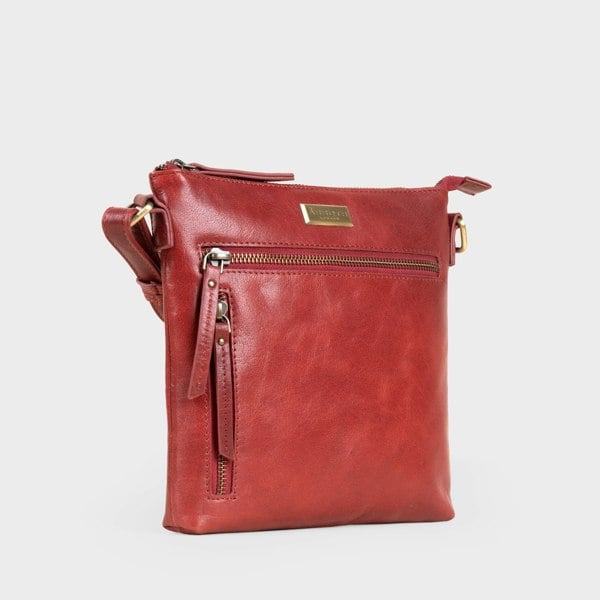 Assots London 'RUE' Chilli Pepper Waxy VT Real Leather Crossbody Bag