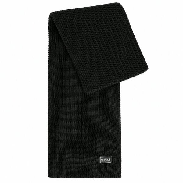 Barbour International Sweeper Legacy Beanie Hat & Scarf Gift Box Set Black