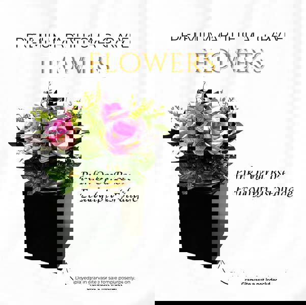 Memorials Direct Premium Artificial Grave Flowers – Pink Open Roses with Eucalyptus (25cm) | Memorial Vase Pot