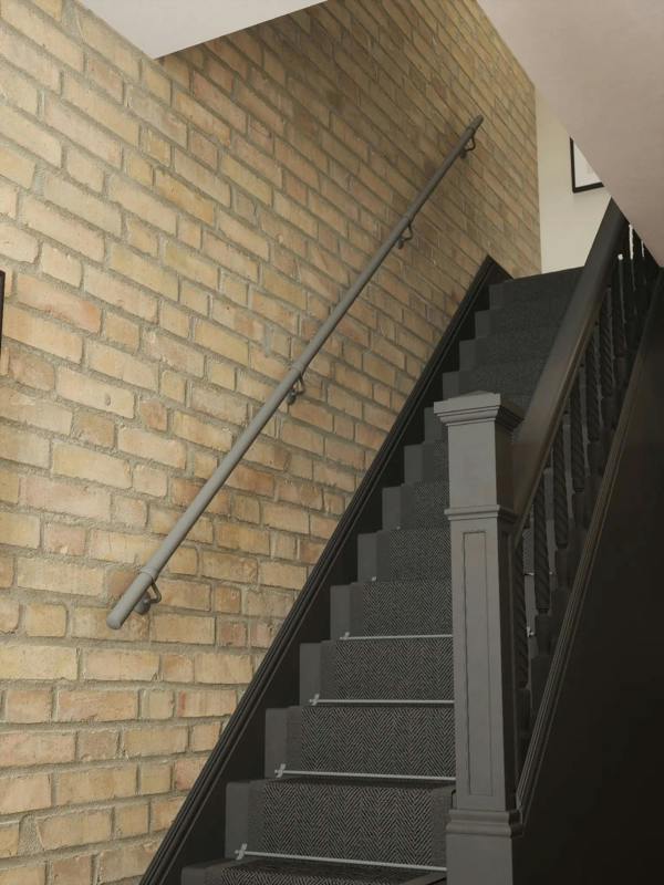 Luddington textured grey straight flight handrail