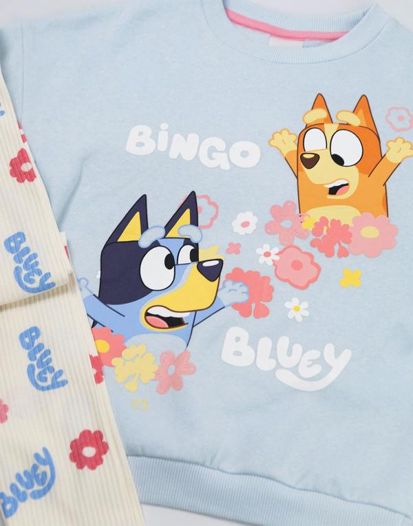 Vanilla Underground Bluey Girls Blue Character Sweatshirt and Joggers Set