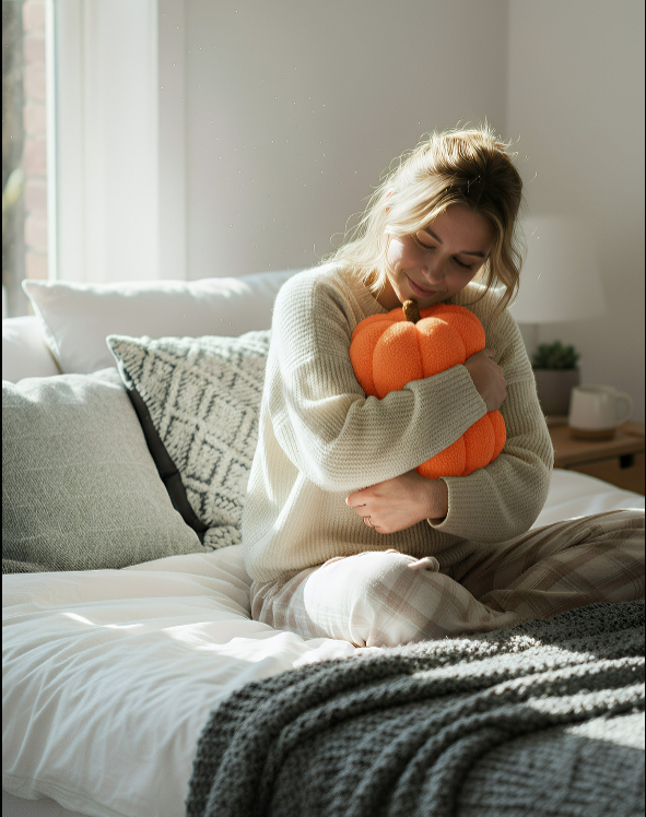 Anypillow Orange Lamb Fleece Pumpkin Plush Throw Pillow 35cm