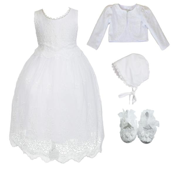 Cinda Lace Christening Gown Bonnet Bolero Shoes