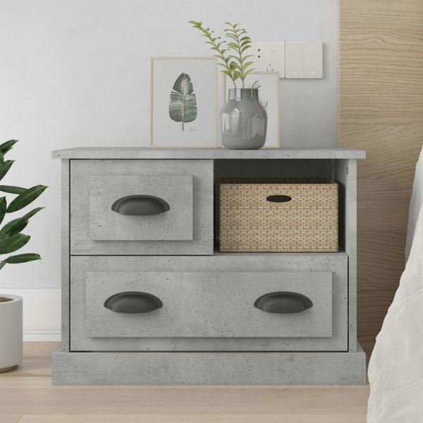 Berkfield Bedside Cabinet Concrete Grey 60x39x45 cm