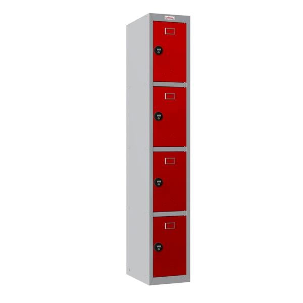Phoenix Safe Phoenix PL 300D Series PL1433GRC 1 Column 4 Door Personal locker in Red with Combination Lock