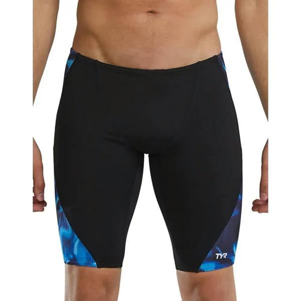 TYR Waveform Durafast Elite swim jammer in blue with geometric pattern