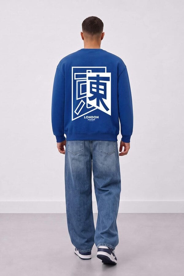 London Attitude Relaxed Fit Japanese Inspired Graphic Sweatshirt