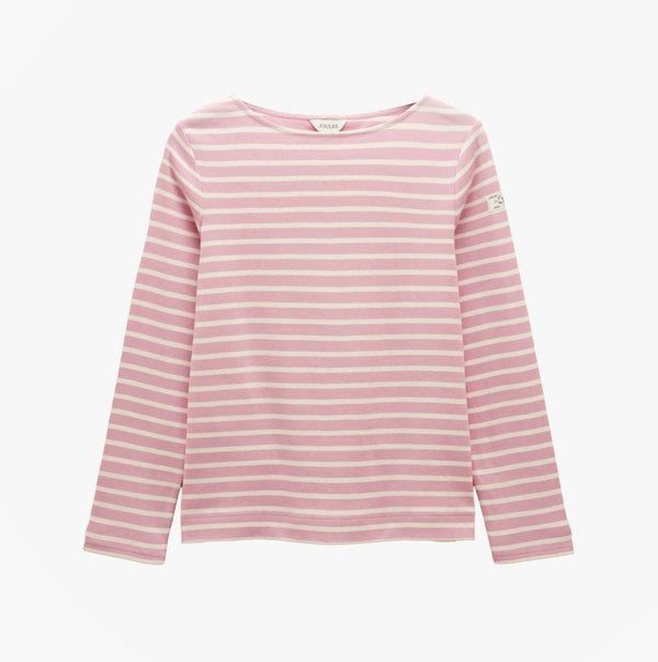Joules HARBOUR Boat Neck 100% Cotton Breton Top Pink Stripe