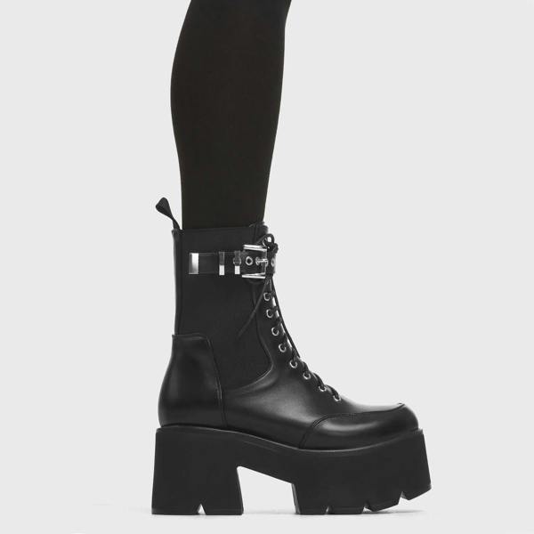 Lamoda Up to My Neck Comfortable Black PU Sneakers for Women Everyday Wear