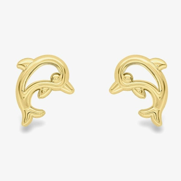 T. H. Baker 9ct Gold Cut Out Dolphin Stud Earrings 120125117008