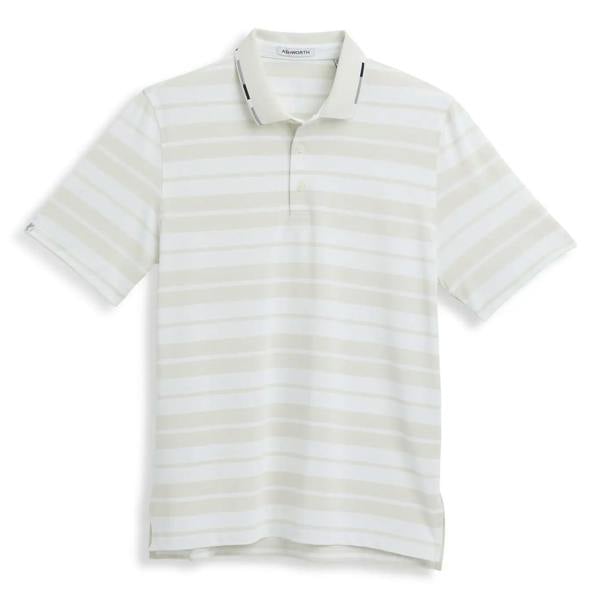 Tech Pique Rugby Stripe Polo AM1064 Bone White