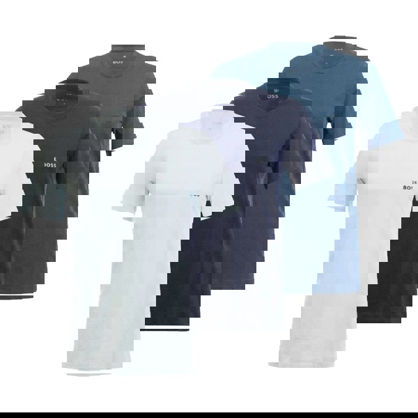 Boss Mens Cotton T-Shirt - White/Navy/Blue