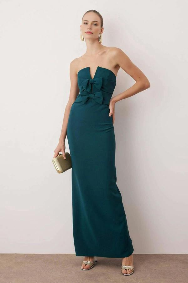 WOVCOR Elegant Evening Dress with Bow Detail