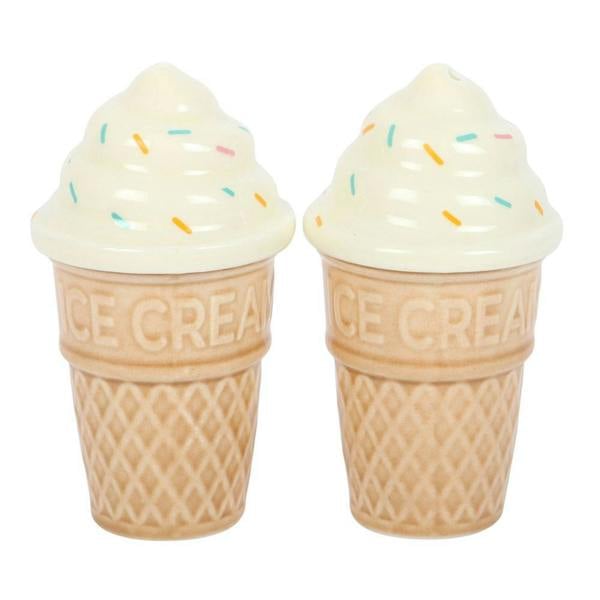 Kingsbury Gifts Sweet Treats Ceramic Ice Cream Cone Salt & Pepper Set