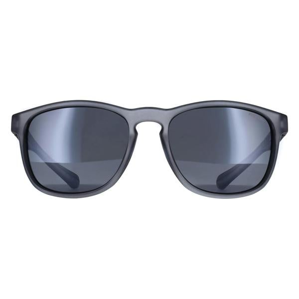 Relay Round Unisex Matte Transparent Grey and Black Silver Mirror Polarized Pulse Sunglasses