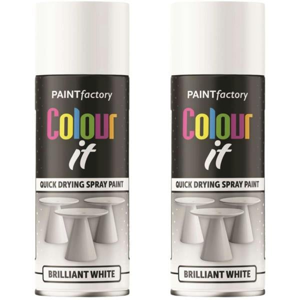 Paint Factory 2X  Brilliant White Gloss Spray Paint 400ml