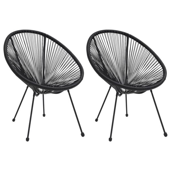 Berkfield Garden Moon Chairs 2 pcs Rattan Black