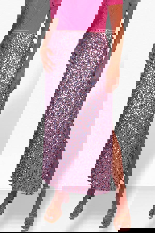 Paulo Due Women's Sequin Maxi Skirt with Side Slit