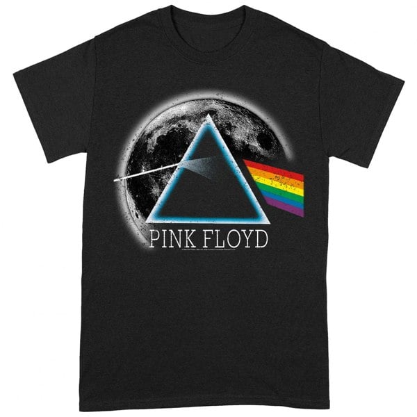 Pink Floyd Unisex Adult Dark Side Of The Moon Distressed T-Shirt - Black/Blue/White