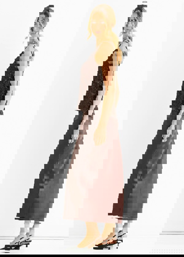 Gini London Chocolate Sequin V Neck Cami Top