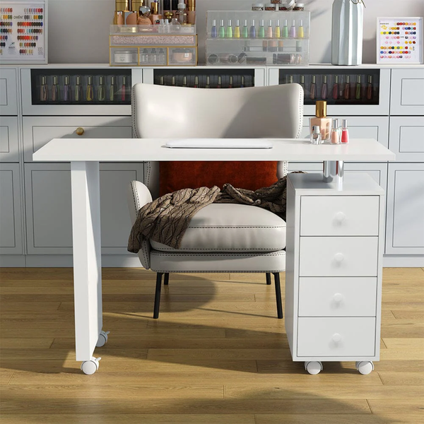 Living and Home Pro Manicure Nail Table Beauty Salon Desk With Nail Arm Rest