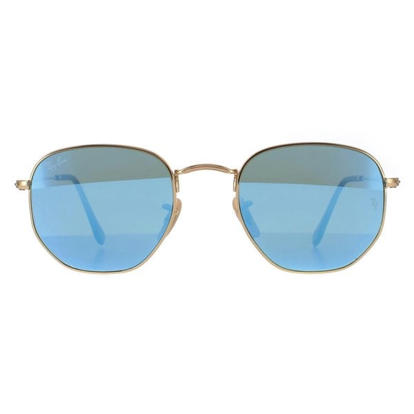 Ray-Ban Sunglasses Hexagonal 3548N 001/9O Gold Light Blue Gradient Mirror