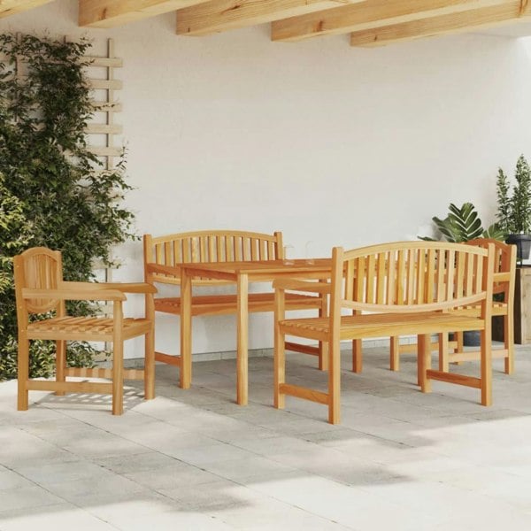 Berkfield 5 Piece Garden Dining Set Solid Wood Teak