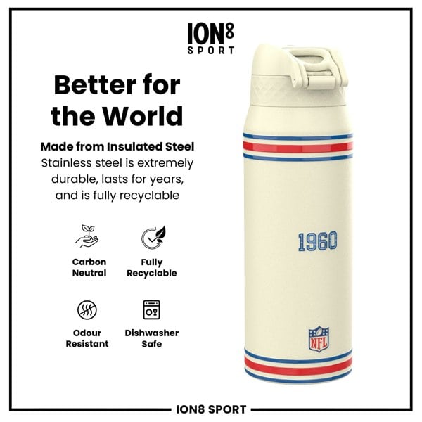 ION8 NFL x ION8 Insulated Steel Water Bottle, NFL Bills, 750ml (24oz)
