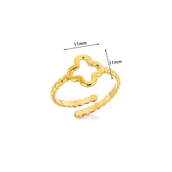 The Colourful Aura Lucky Clover Adjustable Statement Gold/Silver Ring