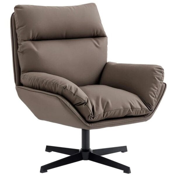 Accent Chair with 360 Swivel Armchair for Living Room with Padded Cushion Dark Brown