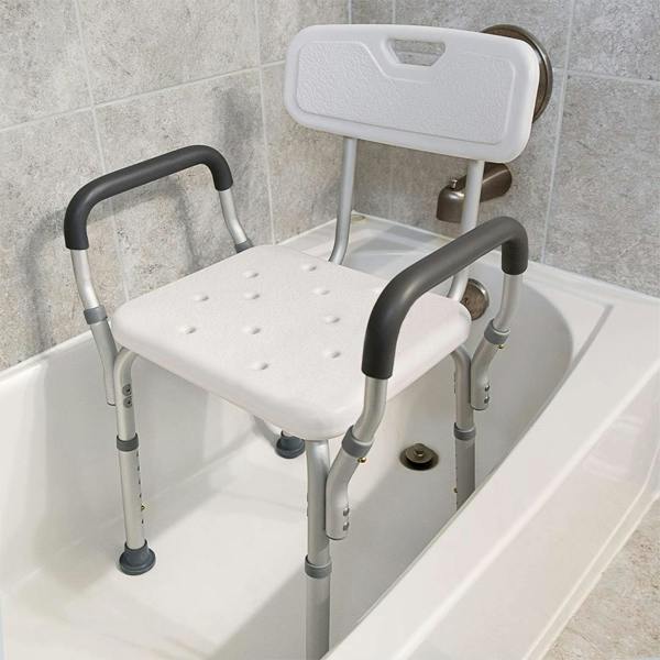 Havendro Shower Chair with Back & Armrests Adjustable Height 350lbs Bath Bench Stool