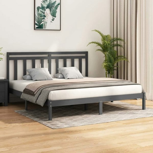 Berkfield Bed Frame Grey Solid Wood 200x200 cm
