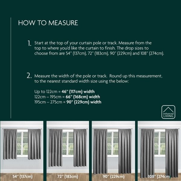 Enhanced Living 100% Blackout Curtains - Thermal/Energy Saving Linen Look Pair with Eyelets For Living Room & Bedrooms
