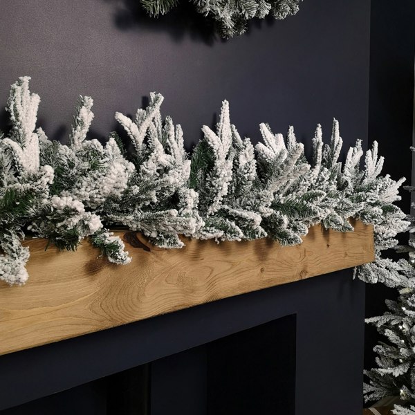 Samuel Alexander 1.8m Snow Flocked Lapland Christmas Garland with 150 Tips