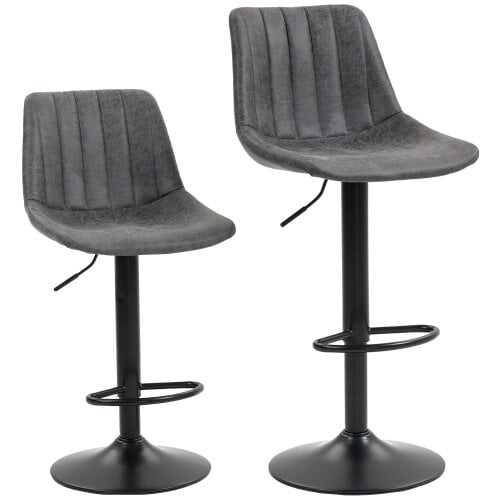Wyld Haus Rotteli Set Of 2 Charcoal Grey Faux Leathar Upholstered Tub Bar Stools