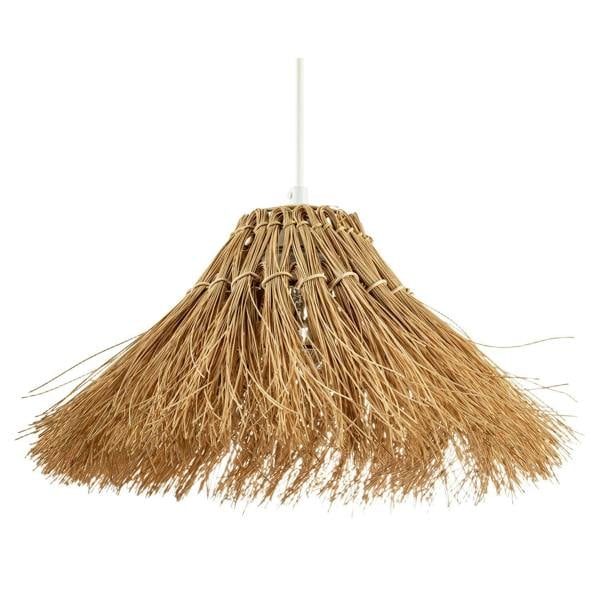 Natural Raffia Handcrafted Rattan Pendant Lamp Shade with Long Strands Image 1